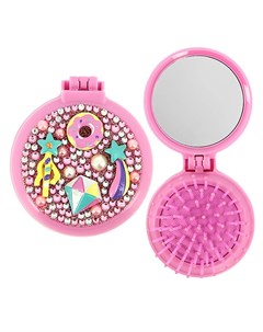 Расческа для волос с зеркалом с декором розовая Miss pinky
