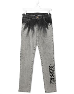 Прямые джинсы с эффектом потертости Young versace