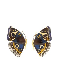 Серьги Marquetry Butterfly их желтого золота с бриллиантами Silvia furmanovich