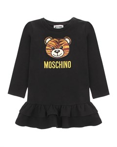 Черное платье с принтом медвежонок детское Moschino