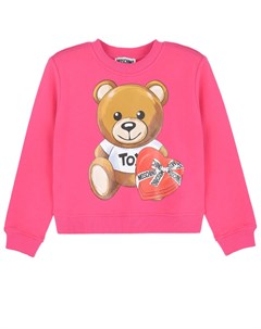 Свитшот цвета фуксии с принтом медвежонок детский Moschino