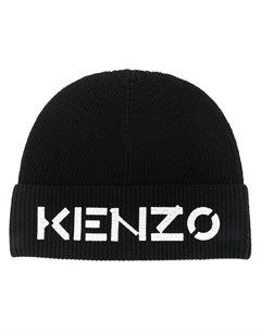 Шапка бини в рубчик с логотипом Kenzo