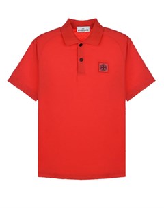 Красная футболка поло с логотипом детская Stone island