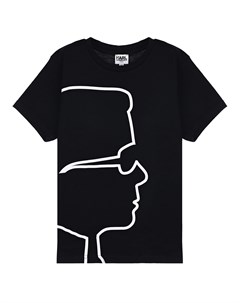 Черная футболка с профилем Карла Лагерфельда детская Karl lagerfeld kids