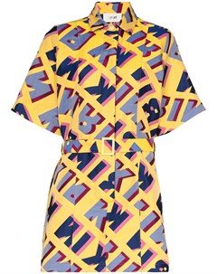 Жаккардовое платье рубашка с логотипом Kirin