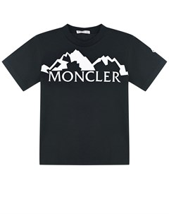 Черная футболка с логотипом детская Moncler