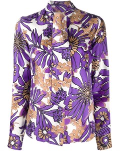 Блузка с завязками на воротнике и цветочным принтом Victoria beckham
