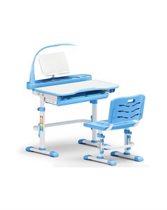 Комплект парта и стульчик EVO 18 с лампой белый голубой Mealux