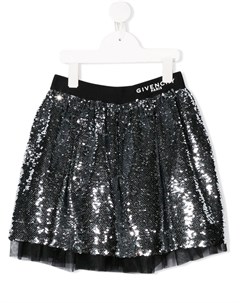 Расклешенная юбка с вышивкой пайетками Givenchy kids