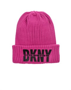 Розовая шапка с патчем на отвороте детская Dkny
