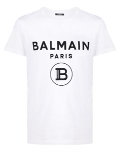 Футболка с фактурным логотипом Balmain