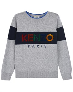 Серый джемпер с вышитым логотипом детский Kenzo