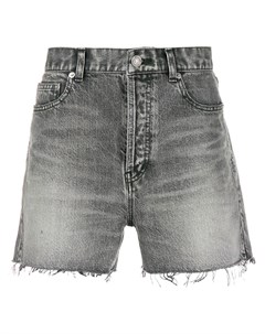 Короткие джинсовые шорты с бахромой Saint laurent