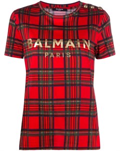 Клетчатая рубашка с логотипом Balmain