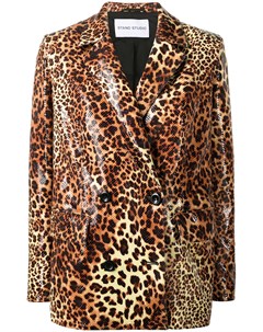 Двубортный пиджак с леопардовым принтом Stand studio