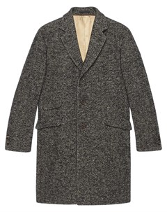 Однобортное пальто с узором в елочку Gucci