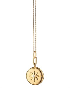 Колье Round Travel Compass Locket из золота с бриллиантами Monica rich kosann