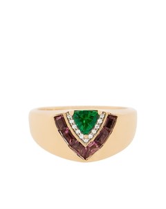 Перстень из розового золота с изумрудом сапфиром и бриллиантами Emily wheeler