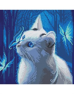 Алмазная мозаика Голубоглазая кошка без подрамника 30х30 см Molly