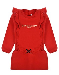 Красное платье с золотым логотипом детское Givenchy