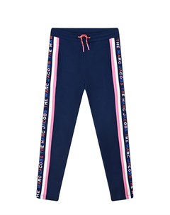 Синие спортивные брюки с розовыми лампасами детские Little marc jacobs