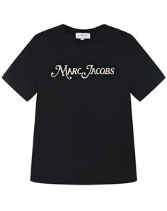 Черная футболка с белым логотипом детская Little marc jacobs