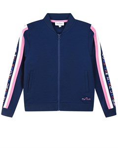 Синяя спортивная куртка с розовыми лампасами детская Little marc jacobs